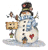 Snowman with sign that reads Let It Snow