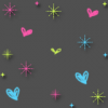 pink gren and blue stars hearts