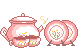 kawaii kettle and plate