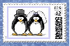 Wedding Bride & Groom Penguins Stamp (water boarder)