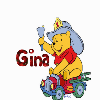 Pooh riding Fire Engine- Gina