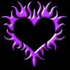puple flame heart wit black background