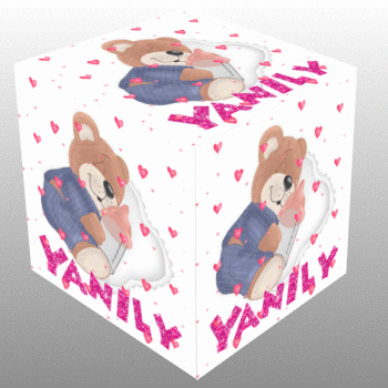 Teddy Bear Sleeping with Baby Bottle (with floating hearts) Cube- Yanily