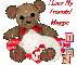 Bear with cat and text