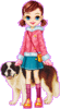 A girl playing with a dog.