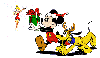 Mickey Pluto and tinker with present