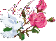 White dove with pink roses - Aletha