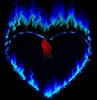 flaming heart with flower