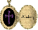locket with PURPLE CROSS WITH NAME KIMBERLY