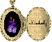 LOCKET WITH PURPLE CANDLES WITH NAME KIMBERLY