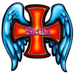 Winged cross with Skilie in Pink