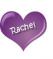 purple heart with name Rachel