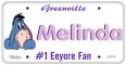 Eeyore License Plate - Melinda