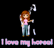 I love my horse! cute girl with a pinto horse