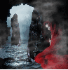 goth girl in foggy cave