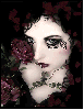 goth girl with roses glittered