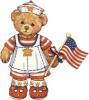 Teddy bear girl holds the USA flag