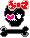 Black Skull with Heart + Ribbon