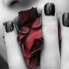 Red rose- Black nail polish