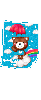 cute teddy bear on a cloud near a rainbow