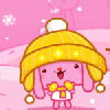 cute pink poodle in the snow