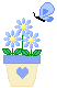 Blue Potted Flowers