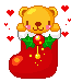 mini bear in a stocking