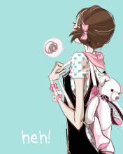 cute kawaii fashion girl with a teddy bag