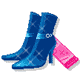 blue boots with pink socks