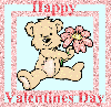 Happy Valentines Day bear with flower