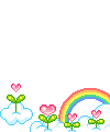 heart flowers and a raibow