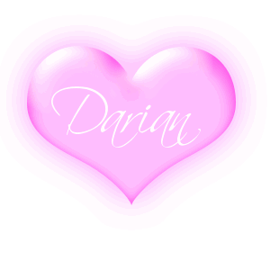 Darian in a pink blinking heart