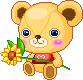 bear holding a flower